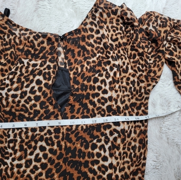 ✨️CL Just Fab Drop Waist Chiffon Dress In Leopard Size L - Picture 14 of 15